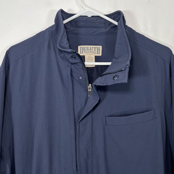 Duluth Trading Co Full Zip Nylon Jacket Mens Size Large Navy Blue Mesh Lined - Picture 2 of 14